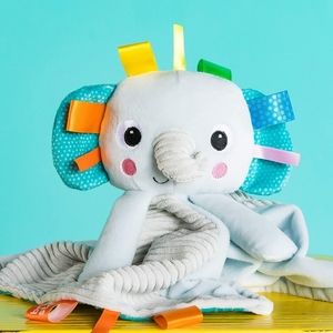 Bright Starts Elephant Cuddle & Tags 2-Sided Soothing Blanket